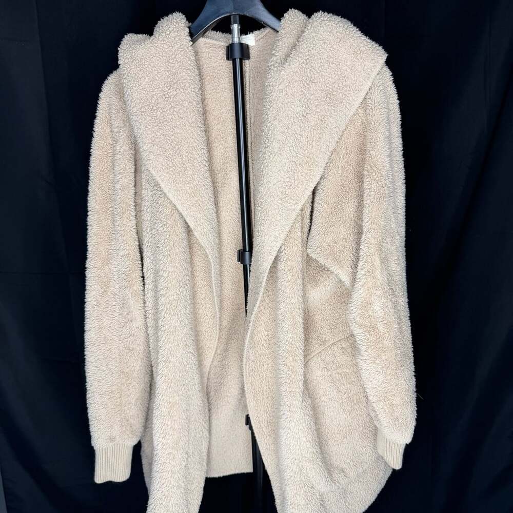 Hem & Thread Plush Hooded Jacket Beige Sherpa